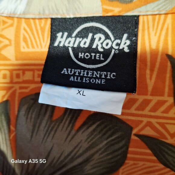 Hard Rock Hotel Riviera Maya Orange Hawaiian Shirt XL 100% Cotton Tropical Flora - Picture 4 of 6